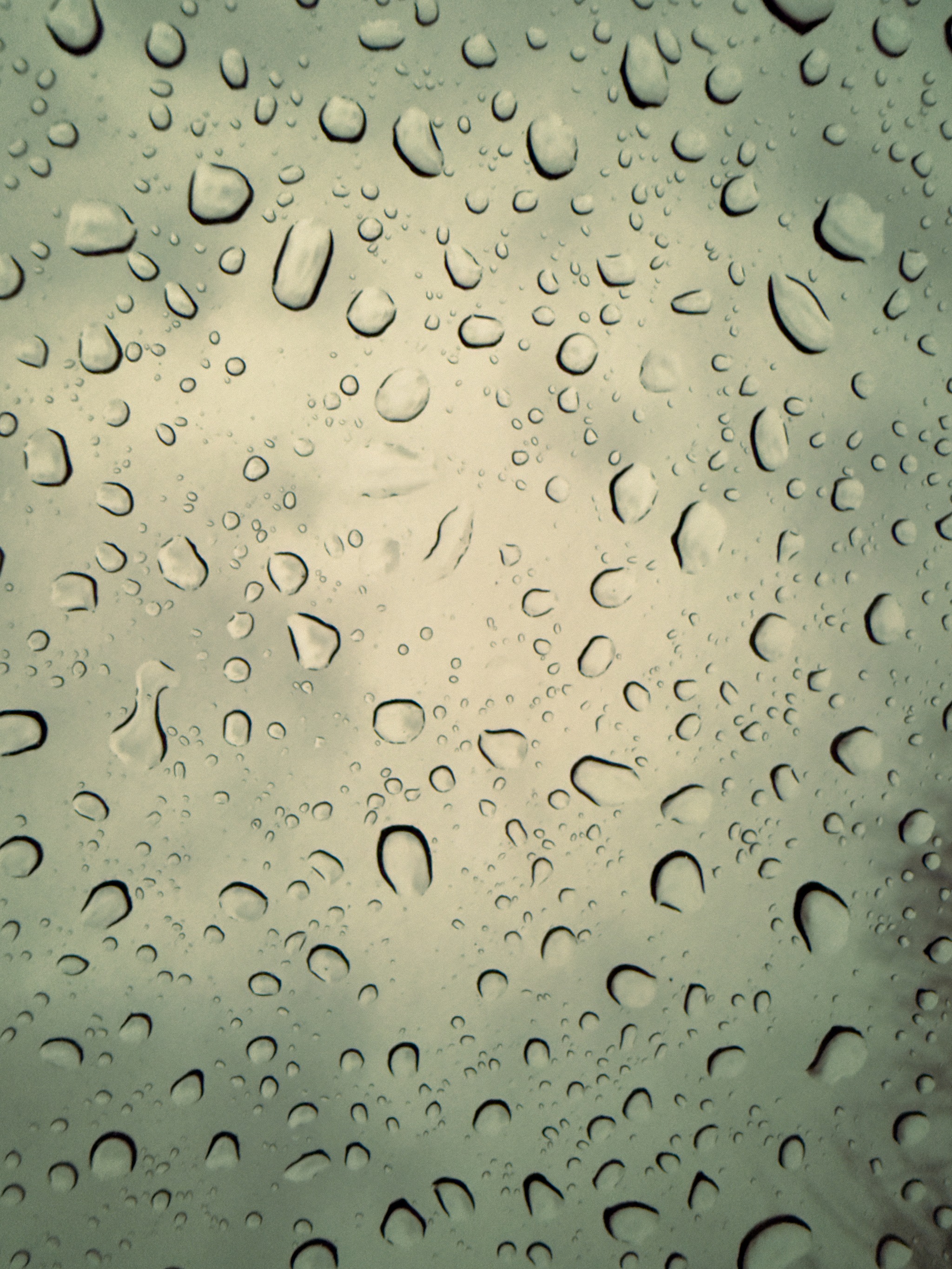 Rain droplets on roof of car